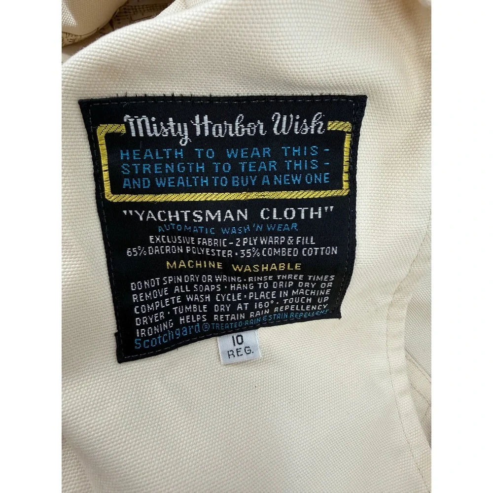 VTG London Fog Misty Harbor Wish Cream Yachtsman‎ Cloth Nautical Trench Coat 10